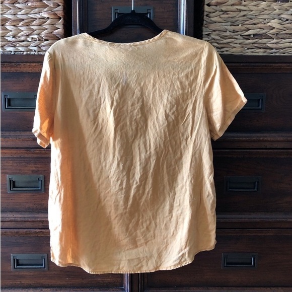 Artisan NY Golden yellow Linen short sleeve boxy tee in size S - Picture 5 of 6
